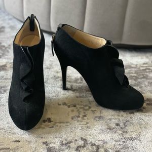 Black Suede Valentino 4.5” Heeled Booties
